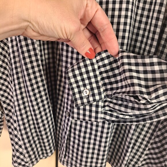 J Jill Gingham Black White Button Down Sz L - Picture 5 of 8